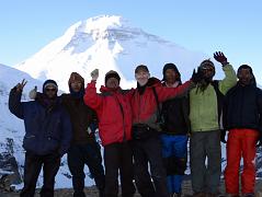11 Cook Pemba Rinjii, Porter, Guide Gyan Tamang, Jerome Ryan, Cooks Helper Pasang, Porter, Climbing Sherpa Lal Singh Tamang On French Pass 5377m With Dhaulagiri Behind